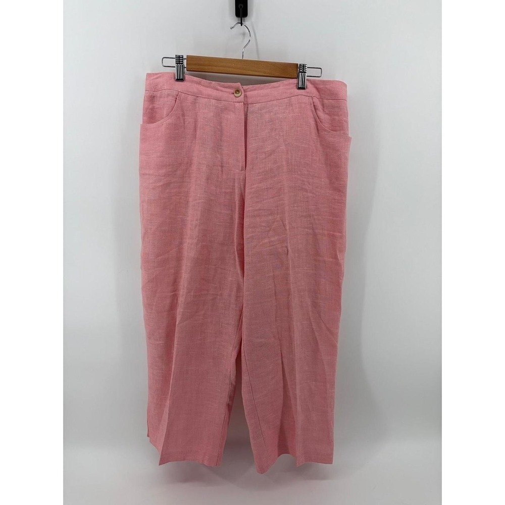 Harve Benard, 100% Linen, Capri Pants, Salmon/Pink, Women's Size 14